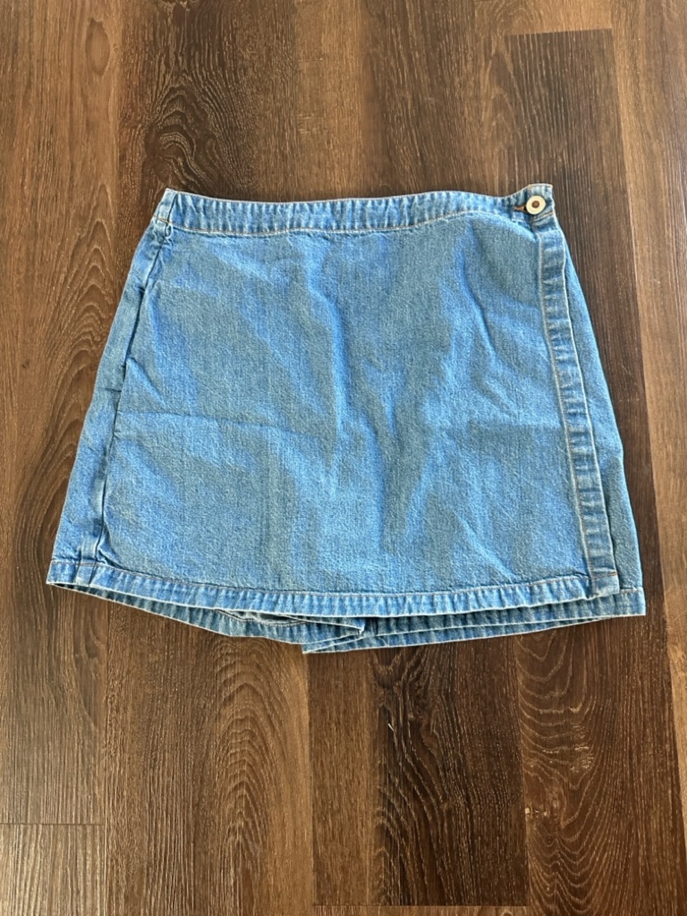 Denim Wrap Mini Skort - Light Blue